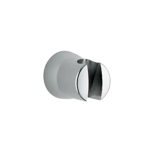 Wand-Brausehalter von Kludi in Chrom-Optik, runde Form mit einer vertikalen Spalte, zur Befestigung einer Dusche an der Wand geeignet.